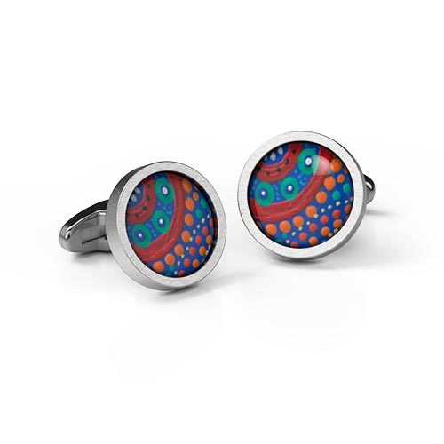 Cufflinks Round Family Picking Wildflowers
