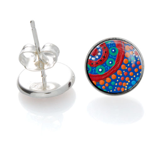 Earrings Stud Family Picking Wildflowers